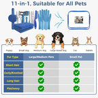 11 Piece Dog Grooming Kit - Hair, Nail, Massage Bath Supplies For Pets Cats | slicker dog brush for shedding，comb, undercoat rake, nail clipper tool, towel, scrubber gloves, scissors, all in one fur care