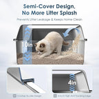 Suzzipaws Small Stainless Steel Litter Box with Lid, 17.3x13.4x10 Inches Kitty Litter Box for Kittens & Small Pets, Enclosed Metal Cat Litter Box for Leak Proof, Easy-Clean Non-Stick, Odor Control