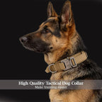 Tactical Dog Collar Adjustable Military Nylon Dog Collar with Control Handle and Heavy Duty Metal Buckle for Medium and Large Dogs (Brown,XXL)