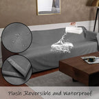 Ameritex Pet Bed Blanket Reversible 100% Waterproof Velvet Super Soft for Sofa and Bed (82x82 Inches, Light Grey+Grey)
