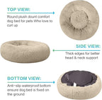 SAVFOX 30 inches Calming Donut Dog Bed - 3X Durable Plush Faux Fur, Machine Washable & Non-Slip, Fits up to 45 lbs, Beige