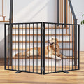 Snagle Paw Extra Wide Dog Gate,Free Standing Dog Fence with Door, Up to 52 Inch Wide Pet Gate with Support Feet for Stairs, Hallways, Doorways, Yard (Black, 2 Panels)