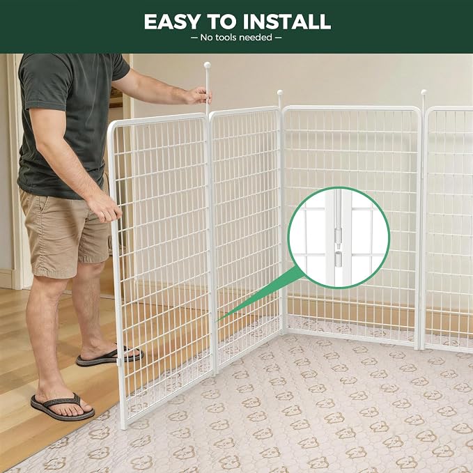 FXW Rollick Unleashed Dog Playpen for Indoor, Yard, RV Camping, 50 inch 24 Panels for Large Dogs, White│Patented
