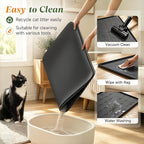Songrey Silicone Cat Litter Mat 34" x 22", Large Litter Trapping Mat, Black | Waterproof, Urine-Proof Litter Box Mat for Floor, Soft on Kitty Paws, Easy To Clean, Cat Supplies, Pet Feeding Mat