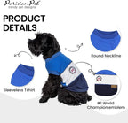 Parisian Pet World Champion Dog Tank Top - Breathable Cotton Pet Apparel - Blue Puppy Clothes - Lightweight Doggie T Shirts for Dogs - Comfortable Sporty Dog Clothes - Summer Shirts for Small Dogs