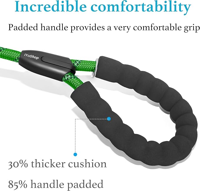iYoShop Dual Dog Leash - 360° Swivel, No Tangle Walking Leash with Shock Absorbing Bungee for Two Dogs (Large, 25-150 lbs, Emerald)