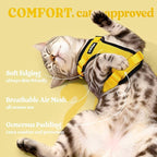 rabbitgoo Cat Harness and Leash Set, Escape Proof Vest, Yellow | Soft Breathable Mesh, Easy Adjustable Fit, Snap Buckles, Sturdy Clip, Reflective Strips, for Medium to Large Cats Walks, M