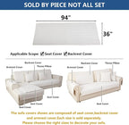 Eismodra Couch Cover,Sectional Couch Covers,Sofa Covers for 3 Cushion Couch,Anti-Slip Sofa Slipcovers for Dogs Cats Kids Loveseat Recliner L Shaped Armrest Backrest,White 36''x94''(Only 1 Piece)