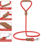 Mile High Life Dog Leash with Genuine Leather Handle, 6 FT/5 FT/4 FT | Leather Grip Rope Leash, Heavy Duty 360° Swivel Metal Clasp, for Small Medium & Large Dogs