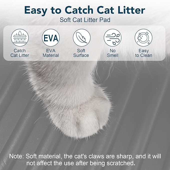 UPSKY Large Cat Litter Mat 31" x 24 Waterproof and Washable, Soft on Paws | Litter Catcher Pad, Cat Litter Trapping Mat, Scatter Control, Fits Most Litter Boxes, Use for Dogs & Cats, Grey