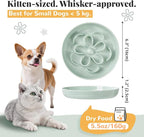 Melamine Cat Slow Feeder Bowl Set - Floral Maze Food Dishes for Cats and Small Dogs - Shallow Wide Plates for Dry & Wet Food - 3 Pack - White & Pink & Green