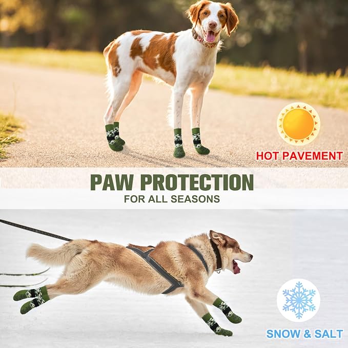 BEAUTYZOO Dog Socks to Prevent Licking Paws for Hardwood Floors Anti Slip, Dog Shoes Booties for Hot/Cold Pavement,Grippy Boots & Paw Protectors Traction Control for Small Medium Large Senior Dogs