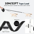 Pecute 32ft Retractable Dog Leash with Poo Bag Holder, Chew Proof Dog Leash with 360° Tangle-Free Extended, Anti-Slip Handle & Quick Brake Button, Suitable for Dogs Up to 110lbs in Weight