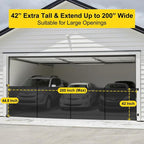 Reinforced 42” Tall x 200” Extra Wide Retractable Baby Gates, Extra Long Pet Gate with Support Rods, Outdoor Dog Gate for Wide Openings Large Baby Gates for Dogs Outdoor Gates for Decks, Black