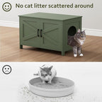 Homhedy 31.5" L Cat Litter Box Enclosure with Barn Door, Green | Wooden Cat Washroom Furniture, Cat House, Pet Storage Cabinet, Dog-Proof, Fit Most of Litter Box, Farmhouse Style