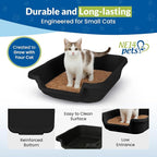 KittyGohere Senior Cat Litter Box Small with Scoop, 2 Pack Black | Open Top Low Entrance Kitty Litter Box With With Long-handle Jumbo Scoop, Lightweight & Durable Litters Box, Made in USA