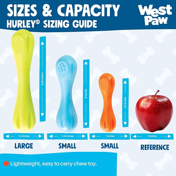 WEST PAW Zogoflex Hurley Dog Bone Chew Toy – Floatable Pet Toys for Aggressive Chewers, Catch, Fetch – Bright-Colored Bones for Dogs – Recyclable, Dishwasher-Safe, Non-Toxic, Small, Granny Smith