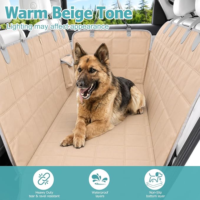 Bark Lover Dog Car Seat Covers for Back Seat, Waterproof Car Seat Protector for Dogs Hammock for Cars Trucks SUV, Full Coverage Protection for Your Vehicle Interior