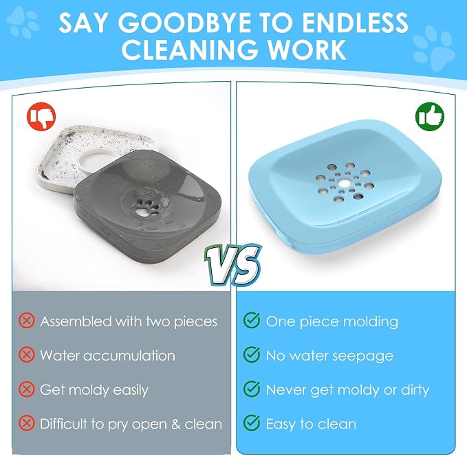 3L Dog Water Bowl No Spill, 101oz Large Spill Proof Dog Bowl Reduce Refill, Anti Splash No Mess Dispenser Dripless Slow Drinking Water Bowl for Sloppy Messy Drinkers (Sky Blue)