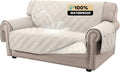 100% Waterproof Loveseat Covers for 2 Cushion Couch Sofa Covers Waterproof and Washable Sofa Slipcover with Side Pocket Furniture Protector with Elastic Straps(Loveseat 48", French Oak)