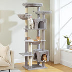 69" Tall Cat Tree for Indoor Cats Large Adult, Multi-Level Cat Tower | Multi-Level Cat Tree with Scratching Posts, Soft Padded Perch, 2 Dangling Toys