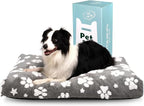 Cute Fluffy Dog Beds for Large Dogs, 35"x 22", Grey Paw | Thick Dog Bed for Crate Kennel, Pet Bed with Removable Washable Cover, Anti-Slip Bottom