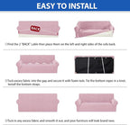 ZNSAYOTX Stretch Couch Cover, 1 Piece Sofa Covers for 3 Cushion Couch, Jacquard Sofa Slipcovers with Elastic Bottom Thickened Furniture Protector for Dog Cat Pet (Large, Dusty Pink)