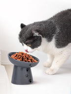 Y YHY Slow Feeder Cat Bowl, Ceramic Cat Slow Feeder Bowl, 6 Inches, Elevated, Anti Vomiting for Dry and Wet Food, Gray