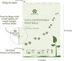Pawtria Home Compostable Dog Poop Bag Rolls, 480 Bags, 32 Rolls | Leak-Proof Dog Poop Bags Made with Vegetable Starches, TÜV Austria Home Compost Certified, Easy Open Rolls