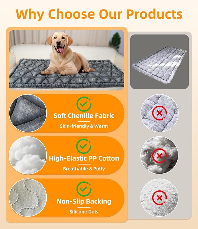 Dog Car Bed, Non-Slip Dog Seat Cover | Universal Back Seat Protector | Premium Chenille Comfort, Scratch Resistant, Silicone Backing & Machine Washable, Fits Most Cars, Trucks & SUVs