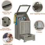 Garvee Dog Feeding Station with 2 Elevated Bowls, Dog Food Storage Cabinet, Flip Top Pet Feeding Station, Food Storage Container, Pet Toy Organizer, Grey
