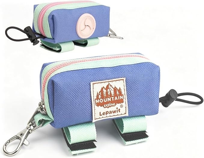 Dog Poop Bag Holder for Leash, Large-Capacity Canvas Pouch, Purple | Holds one bag roll, keys, treats, and small essentials with quick access, secure straps, and water-resistant canvas