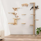 FUKUMARU Cat Wall Shelves, 2 Platform Kitten Wall Furniture, Tree Shape Wall-Mounted Floating Shelf with Sisal Mat, Solid Rubber Wood Cats Perch for 16 Inch Drywall, Suitable for Climb, Play, Nap | Floating Shelf Kitten Furniture, Solid Rubber Wood Cat...