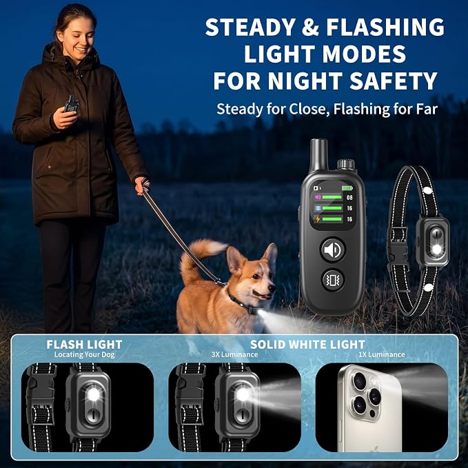 Small Dog Training Collar with Remote - Humane Dog Shock Collar with Beep, Vibration & Safe Shock Modes, 1000ft Range, Waterproof Rechargeable Bark Control Collar for Small Dogs, Black