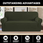 Stretch Sofa Slipcover 1 Piece Sofa Cover for 3 Cushion Couch Furniture Protector/Cover Couch with Elastic Bottom Soft and Durable Sofa Cover Pet Protector (XL Sofa, Olive)