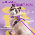 rabbitgoo Cat Harness and Leash Set, Escape Proof Vest, Purple & Yellow | Soft Breathable Mesh, Easy Adjustable Fit, Snap Buckles, Sturdy Clip, Reflective Strips, for Small & Average Cats Walks, Xs