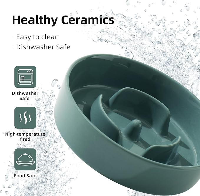 Havniva Slow Feeder Dog Bowls, Ceramic Dog Bowl Slow Feeder for Fast Eater | 0.9 Cups Puzzle Dog Food Bowl, Slow Feeding Bowls for Small Breed, Non-Slip Rubber Base, Anti-Choking