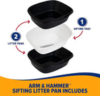 Arm & Hammer Large Sifting Litter Box Scoop Free Cat Litter Tray with Microban, Made in USA | Antimicrobial product protection, ideal for indoor felines, simple lift, shake and pour cleanup, helps keep odors in check