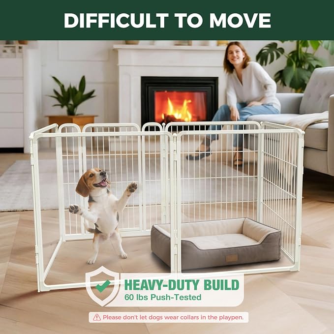 FXW AuraSpace Pro Acrylic & Wire Mesh Indoor Dog Playpen, 32" H, 6 Panels | Clear View, Heavy-duty Metal, Flexible Layouts, Easy Walk-Through, For Small & Medium Dogs, Patented