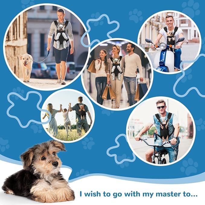 YUDODO Pet Dog Carrier Backpack Adjustable Front Carrier for Small Dog Cat | Legs Out Design, Easy-Fit Travel Backpack, Hiking and Walking, Durable Comfortable, Perfect for Outdoor, Black, S