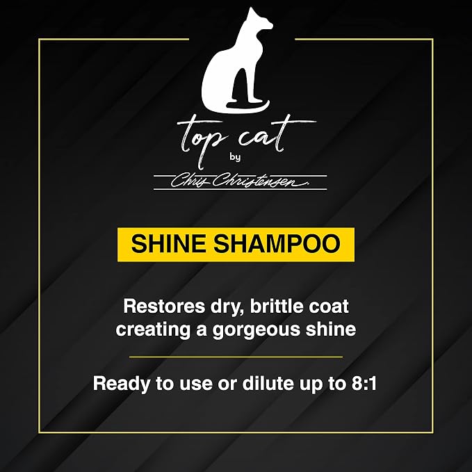 Chris Christensen Top Cat Shine Shampoo for Cats, Groom Like a Professional, Restores Dry & Brittle Coat, Creates a Gorgeous Shine, Made in USA, 16 oz