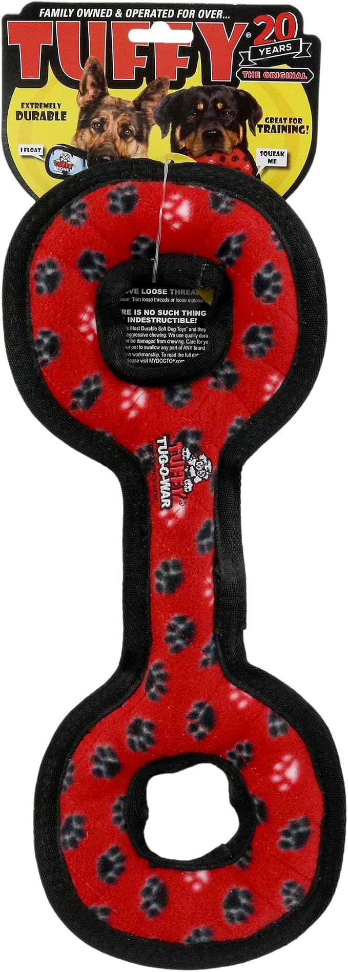 TUFFY® : 2 Pack TugOWar Dog Toy: Ultra Durable Plush Toy with Multiple Layers & Reinforced Seams, Washable and Floats, Original Construction