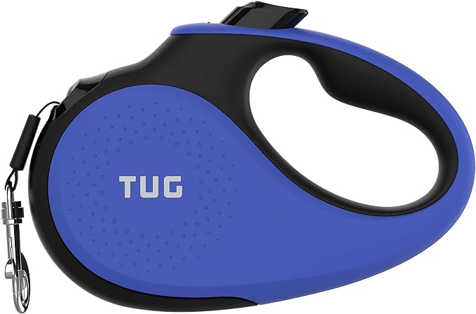TUG 360° Tangle-Free Retractable Dog Leash with Waste Bag Dispenser (Medium, Blue)
