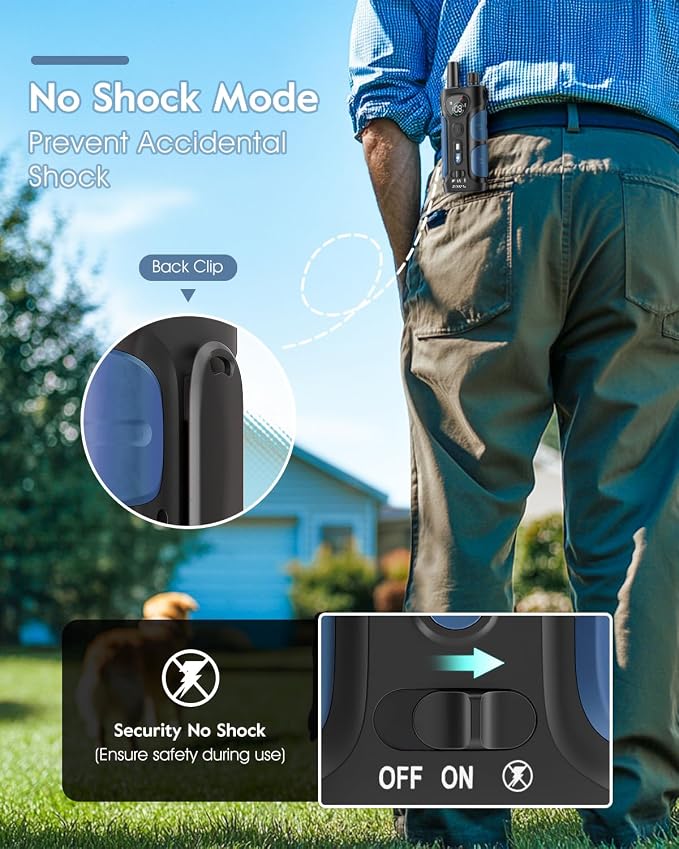 SLOPEHILL Dog Shock Collar,4200FT Dog Training Collar with Remote,Blue | IP68 Waterproof e Collar with Beep,Vibration,Safe Shock,Light,No Shock Mode,Shock Collar for Small Medium Large Dog 8-140lbs