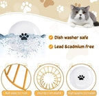 Roshtia 4 Sets Elevated Cat Bowls Ceramic Raised Cat Food Bowls with Metal Stand Dishwasher Safe Dishes Non Slip Elevated Food Plate(Gold,Paw)