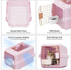 RIZZARI XS Pet Carrier for Small Cats & Dogs, Hard-Sided Travel Crate | Fits Pets Up to 10 lbs,Compact Travel Size,Secure Locking Door,Fresh Air Ventilation,Includes Food Bowl,Great for Vet Visits