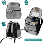 PetAmi Dog Travel Bag Backpack, 27L Airline Approved Pet Supplies Organizer with 2 Food Containers, 2 Collapsible Bowls & Poop Bag Dispenser, Weekend Road Trip Camping Dog Mom Gift, Stripe Black