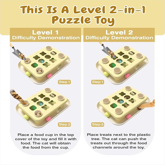KADTC 3-in-1 Cat Puzzle Toy, Peek-and-Play Box, Track Balls for Indoor Cats | Large Size, stable board, no loose parts for safer play, longer mental stimulation, active energy burn, and slower feeding.