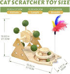 3-in-1 Cat Scratcher Toy ；with 1.96in Catnip Balls Windmill Turntable 、0.78in Catnip Balls for cat Ball Track and cat Feather Toy