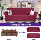 ZNSAYOTX Oversized Super Stretch Couch Cover (92"-115"), New Universal Sofa Covers Comfortable & Durable, Dog Cat Pets Friendly Extra Large Spandex Sofa Slipcovers (Wine Red, XL Sofa)